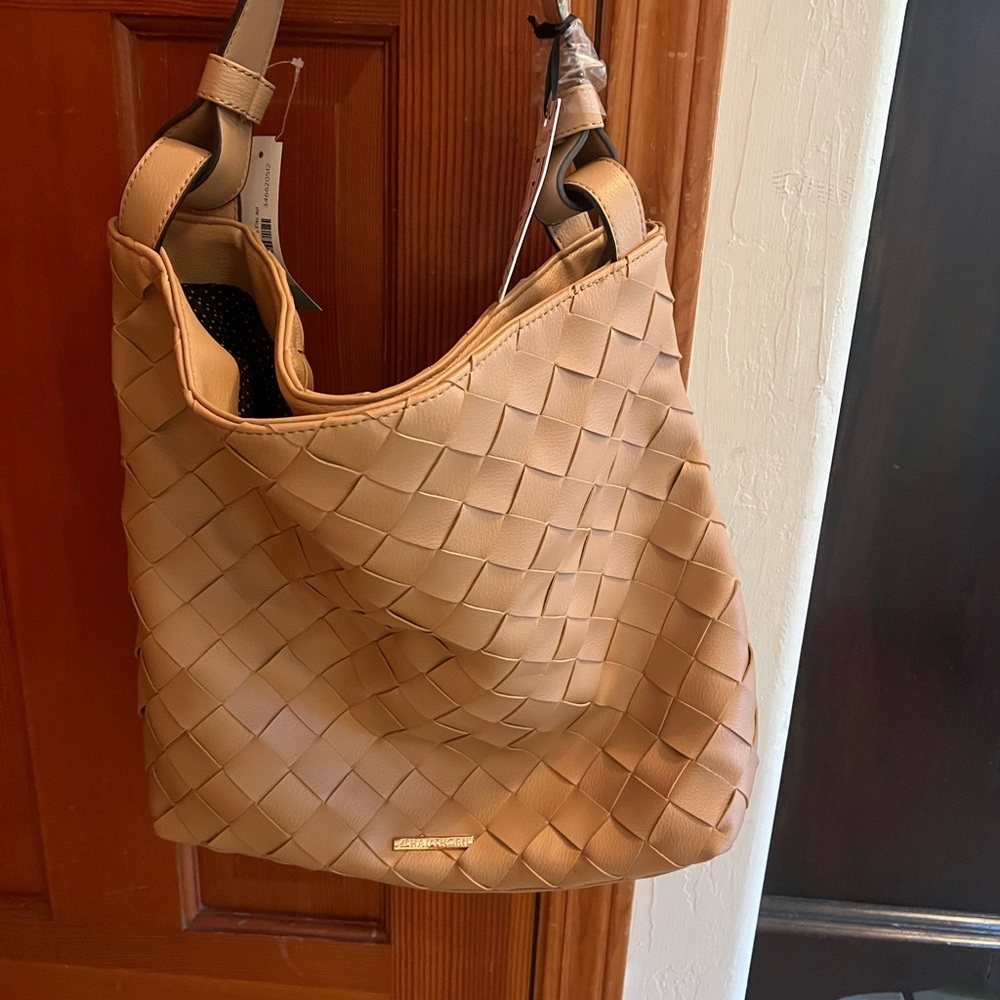 Hawthorne Staci Hobo Bag Camel-Tan Woven Shoulder Bag
